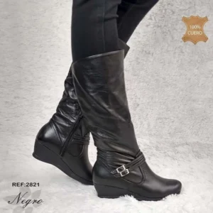 2821 Bota Cuero Negro