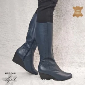 5481 Bota Cuero Azul